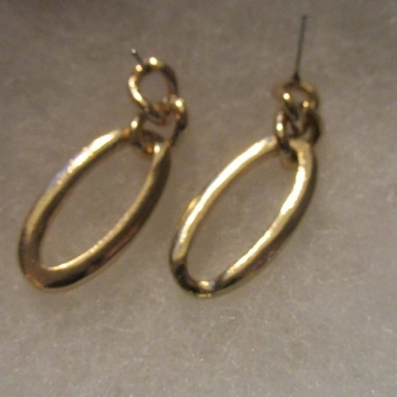 Vintage Twist Oval Crystal 14k Gold Dipped Post Drop Earrings - Picture 8 of 8